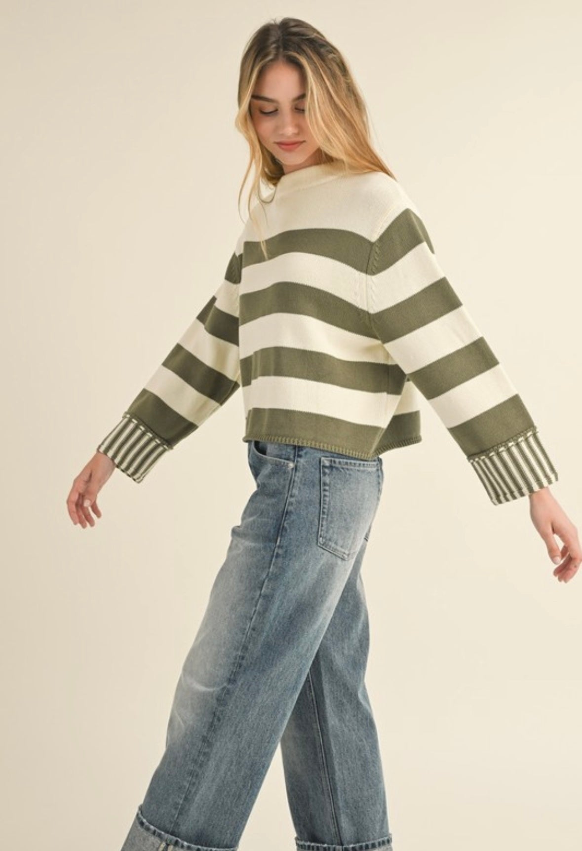 olive stripe sweater