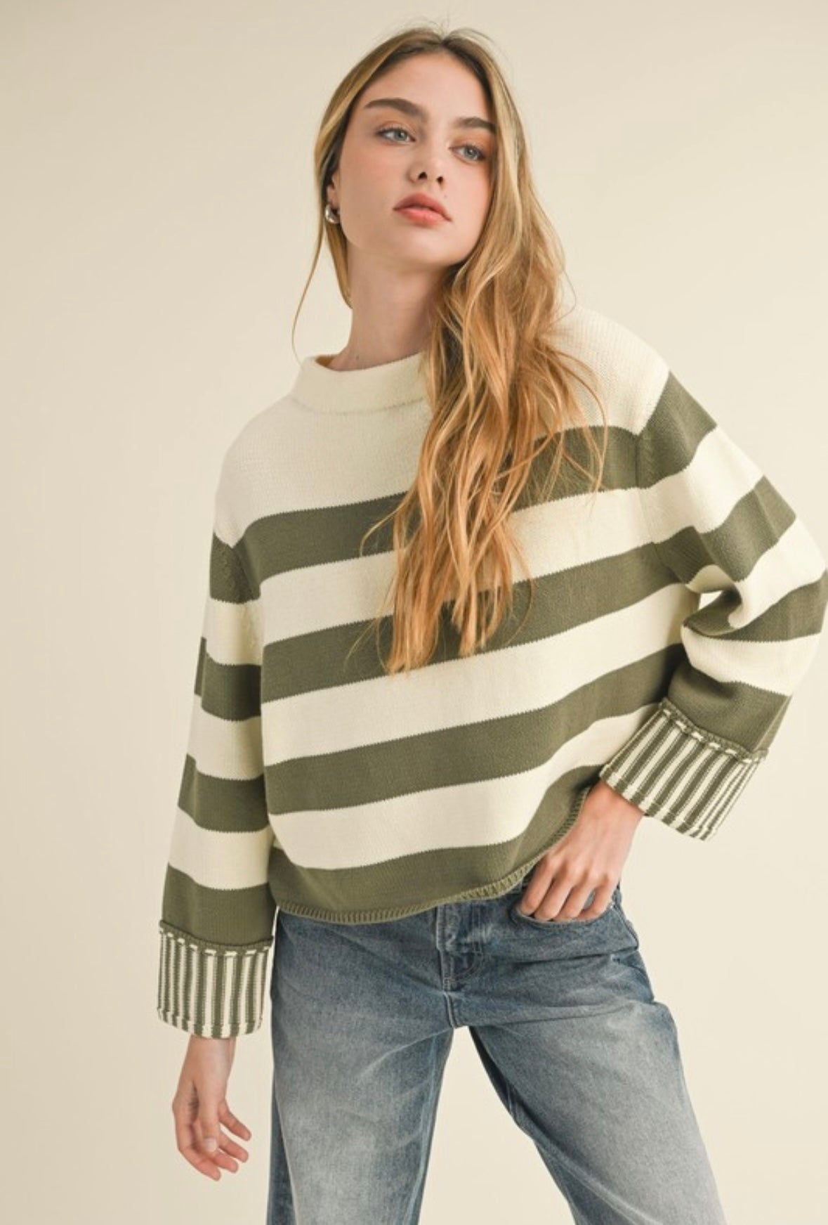 olive stripe sweater