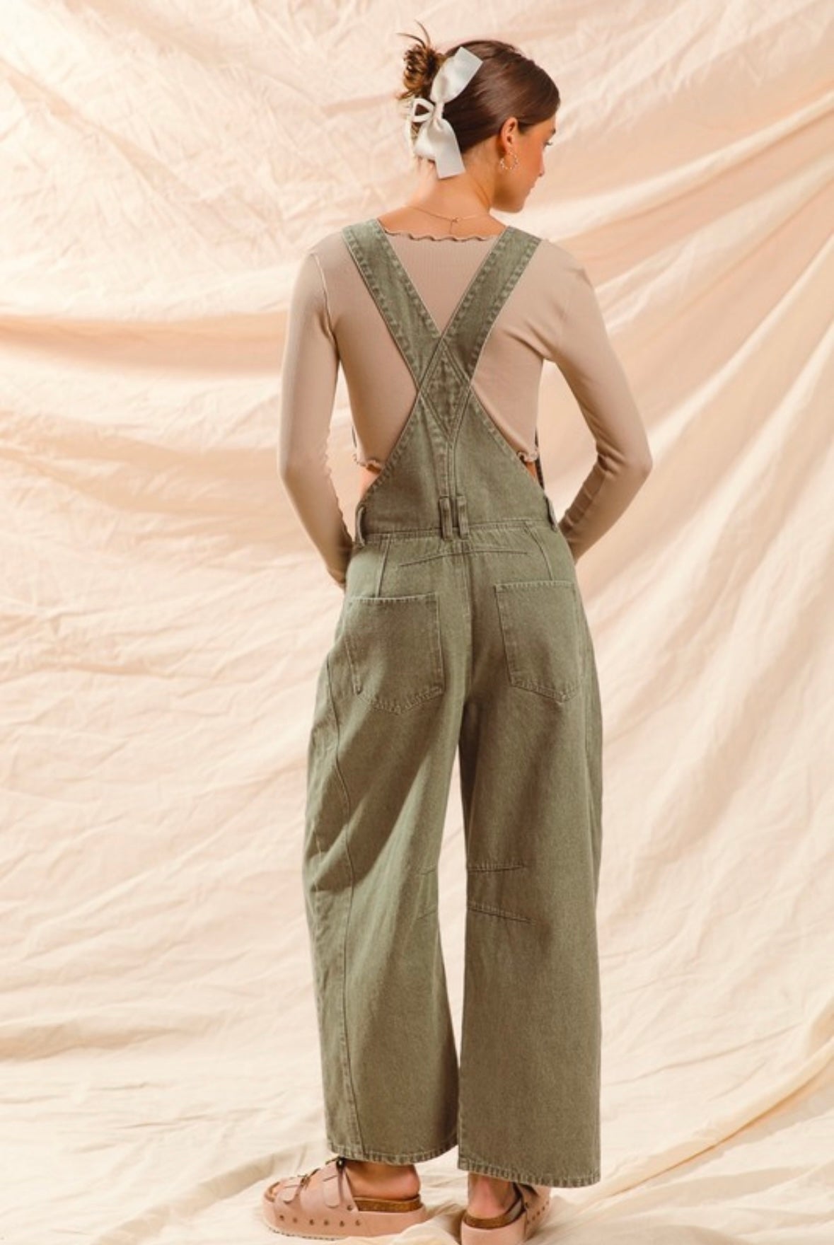 olive barrel overalls