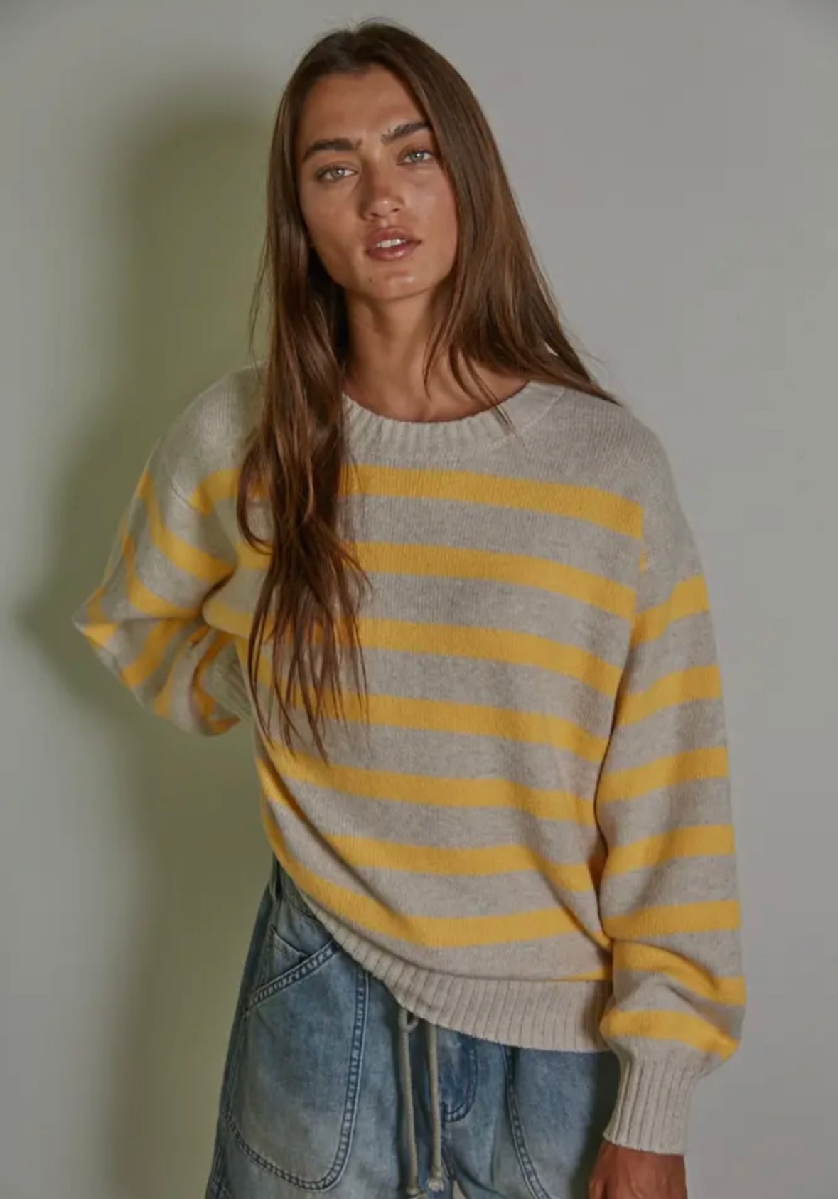 yellow oversized striped sweater