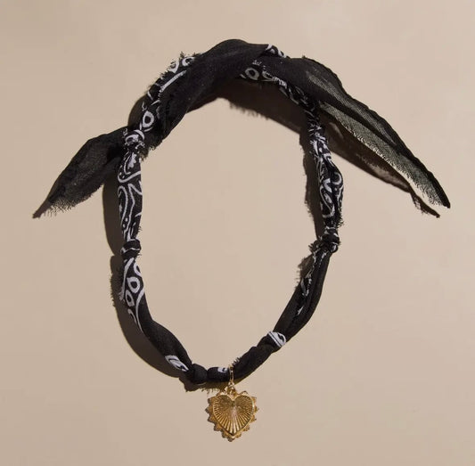 black sunburst bandanna necklace