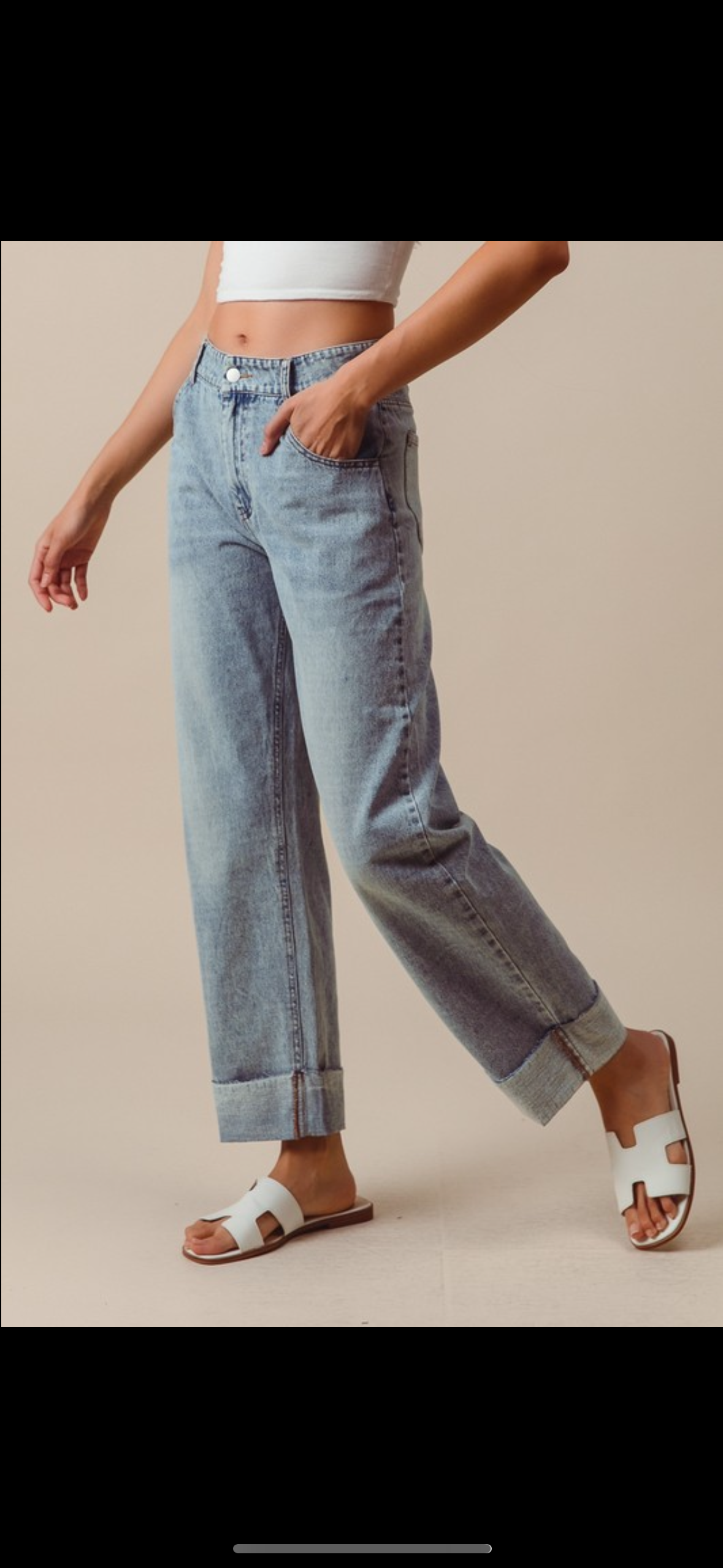 cuffed denim jeans