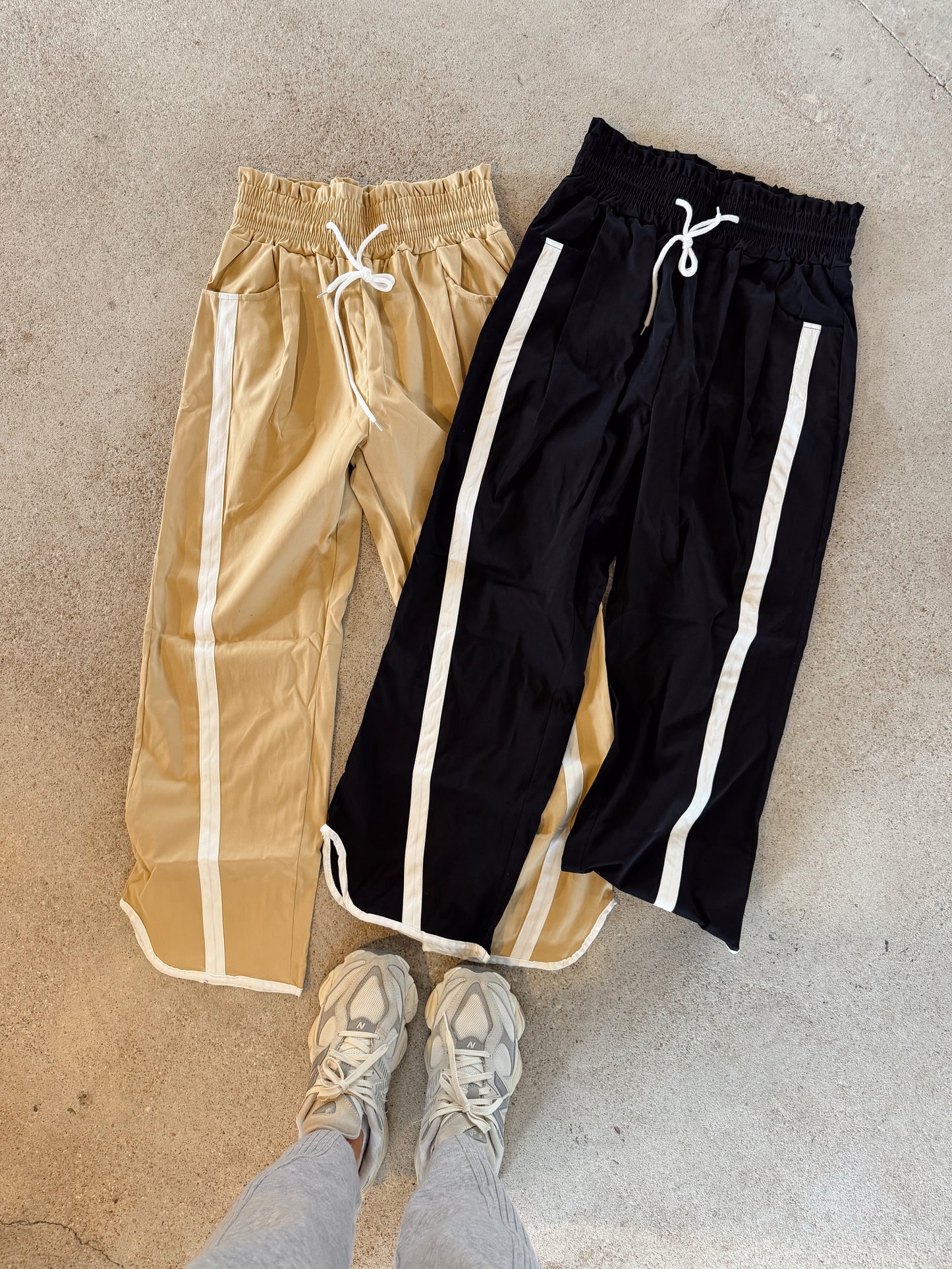 track stripe wide-leg pants