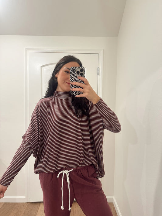 striped plum turtleneck
