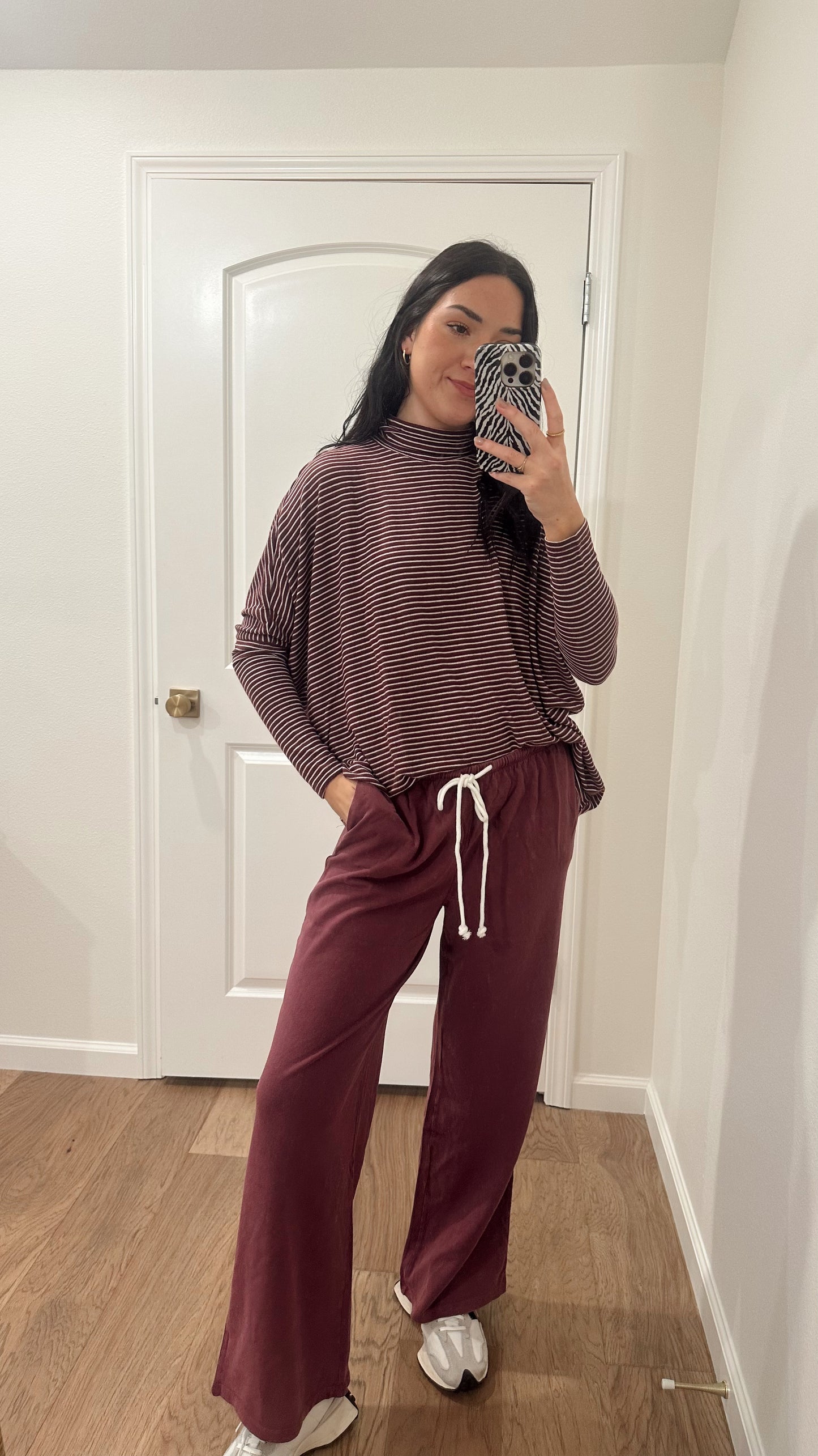 striped plum turtleneck