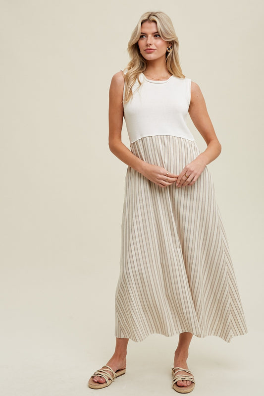 linen striped dress