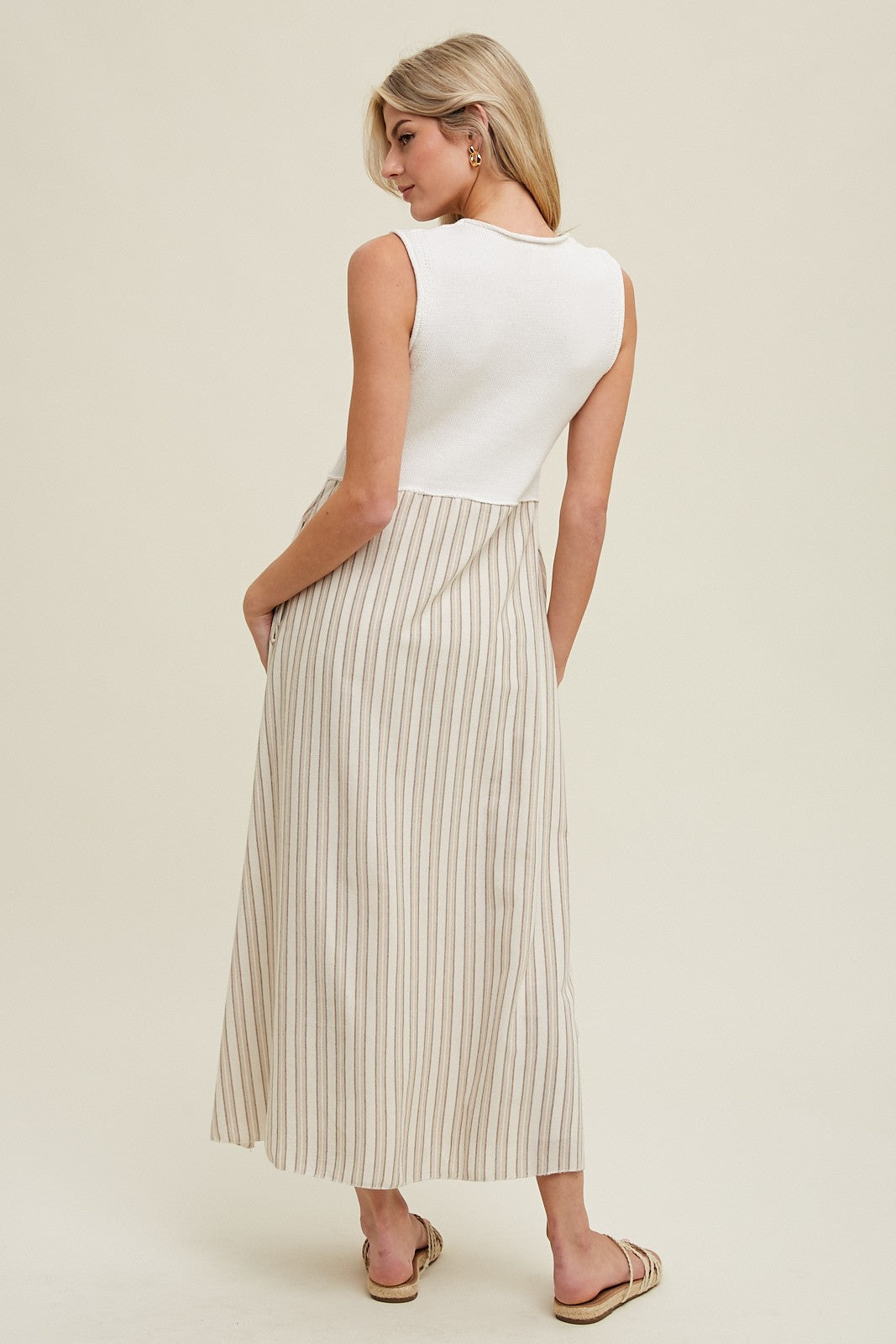 linen striped dress