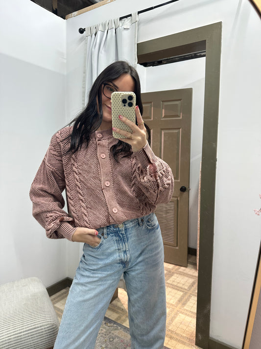 brown waffle button up