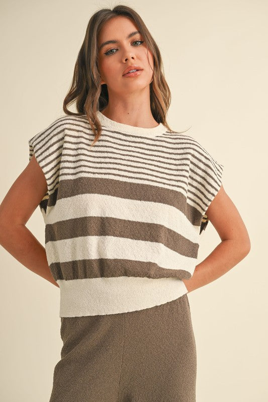 mocha striped vest