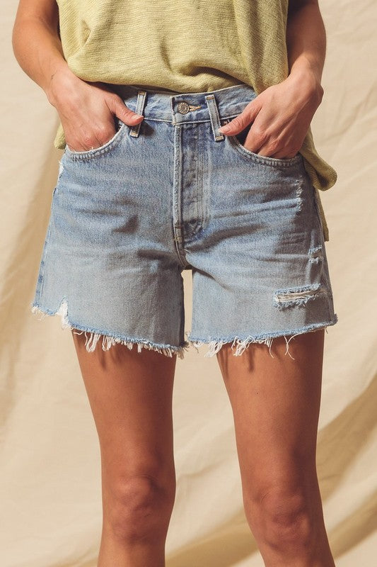 distressed denim shorts