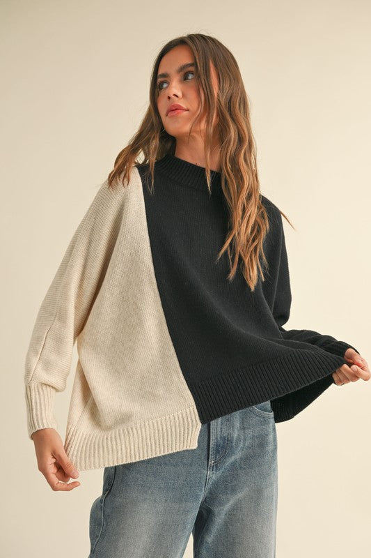 color block oversized sweater