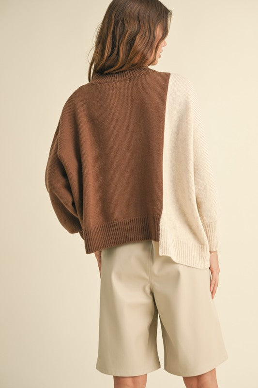 color block oversized sweater