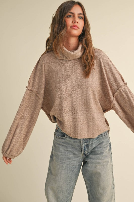 mocha turtle neck top