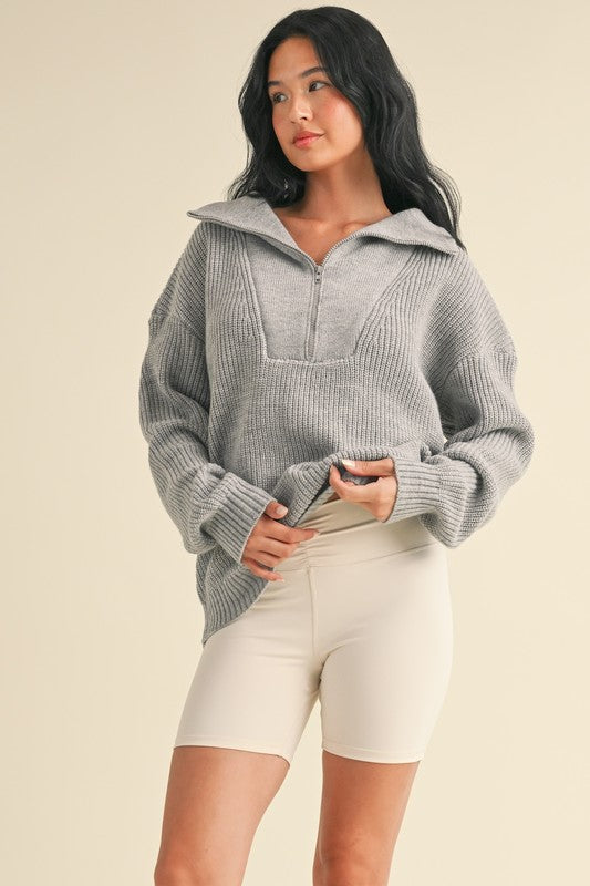 oversized grey half zip