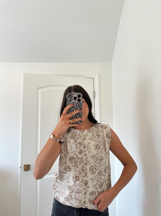 maroon floral vest