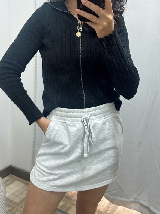 grey sweat skort