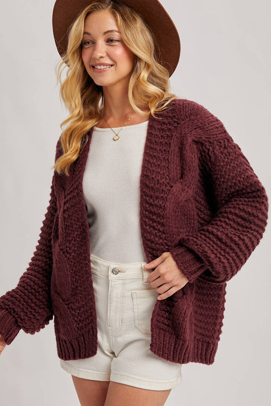 plum chunky cardigan