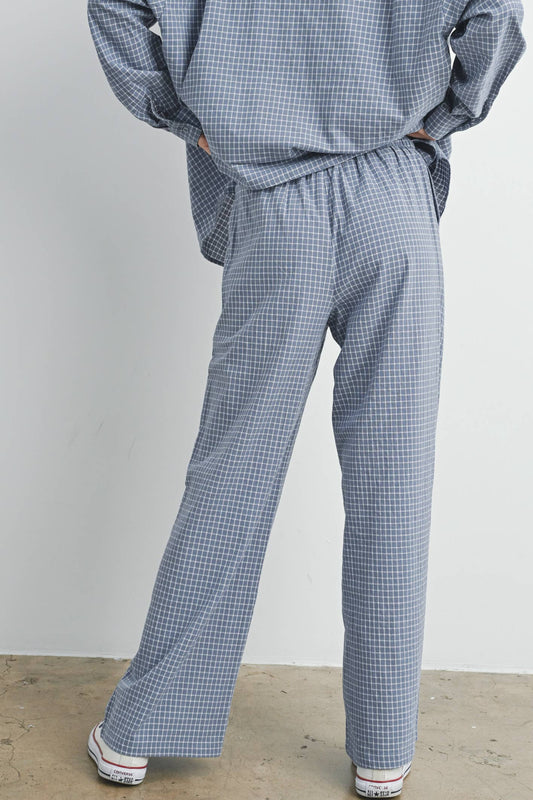blue check trouser pants