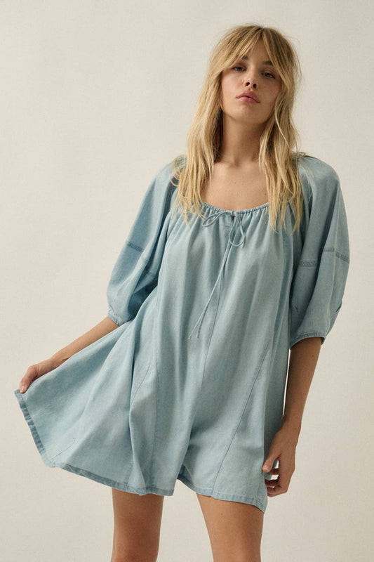denim babydoll romper