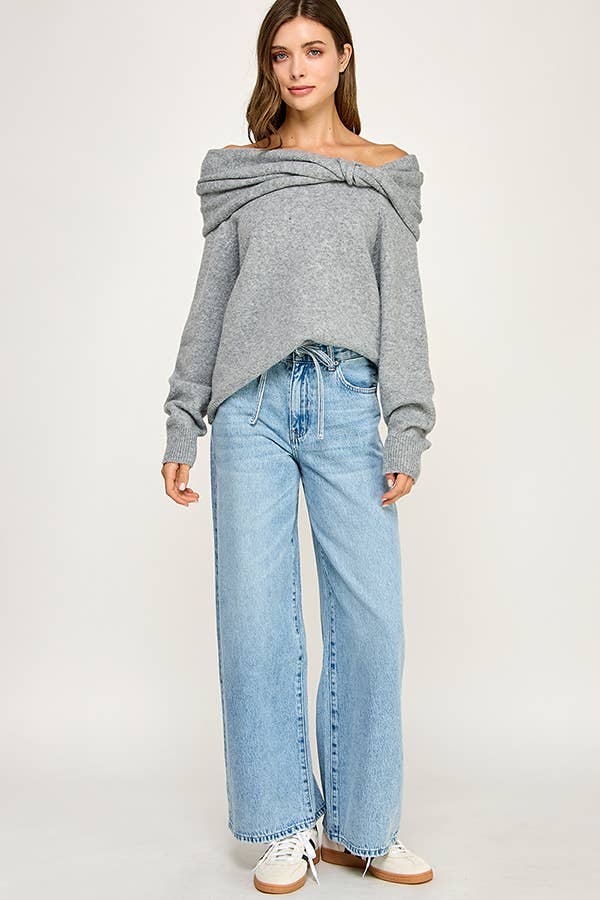 wide leg tie jeans