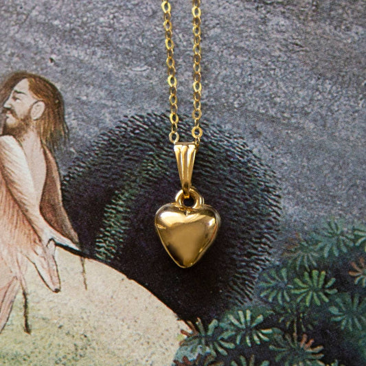 vintage gold mini heart necklace