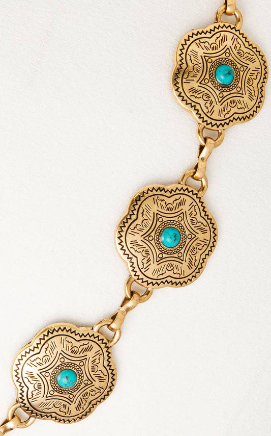 gold & turquoise disc belt