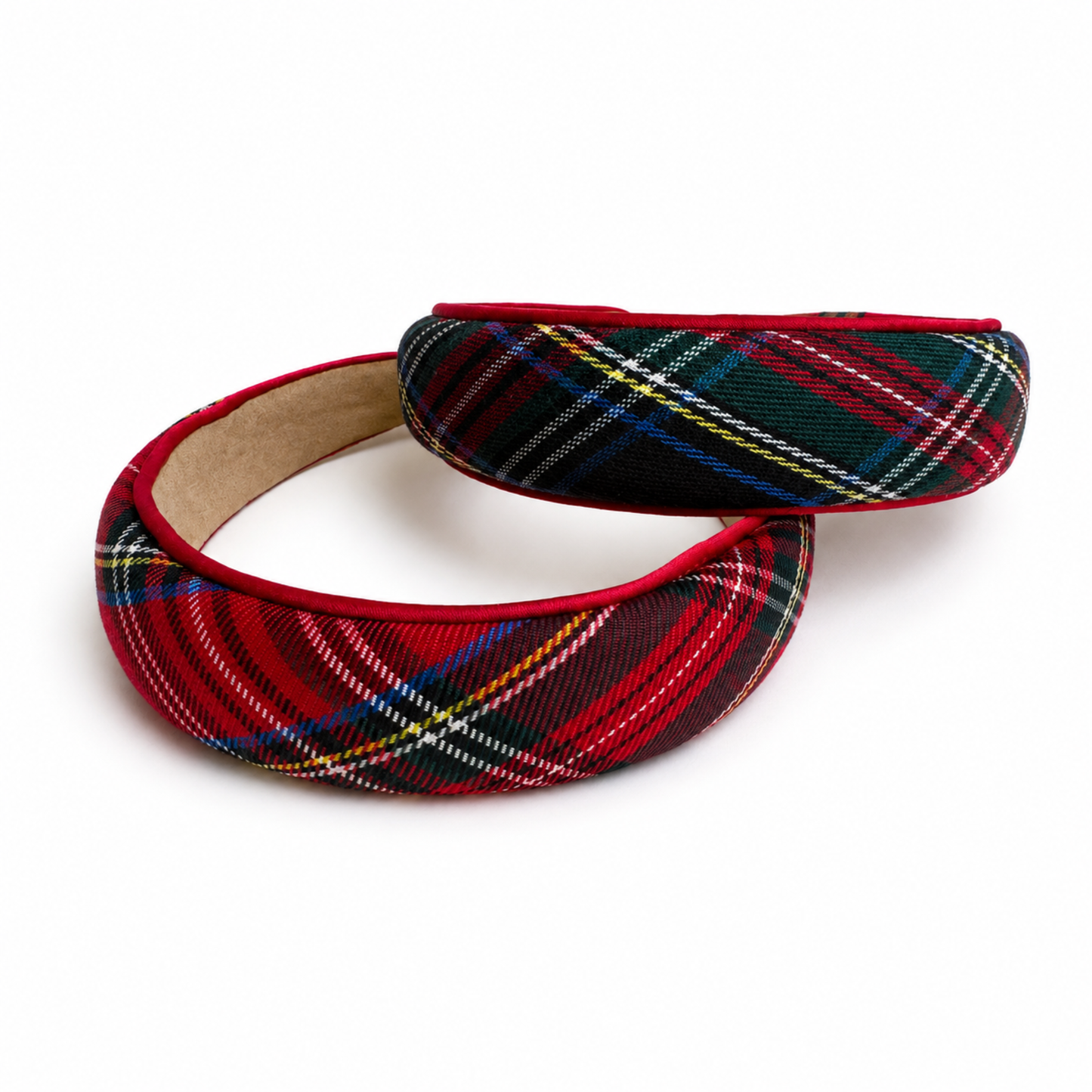 Ellison+Young Holiday Satin Plaid Piped Headband, Limited Edition