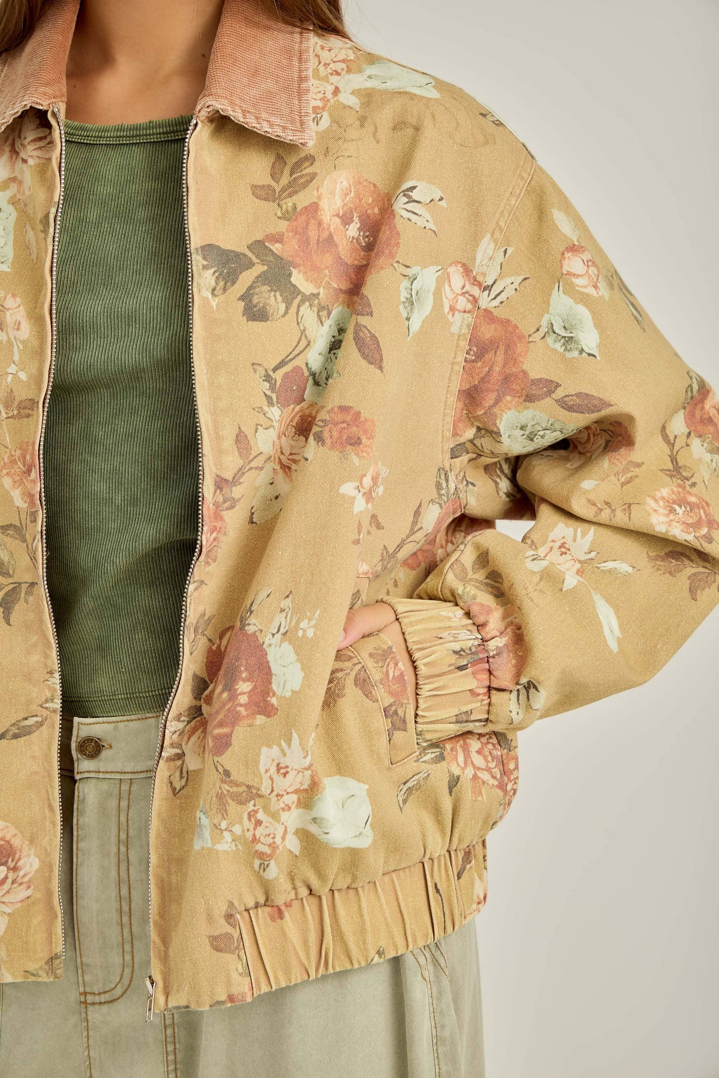 wild floral zip-up jacket