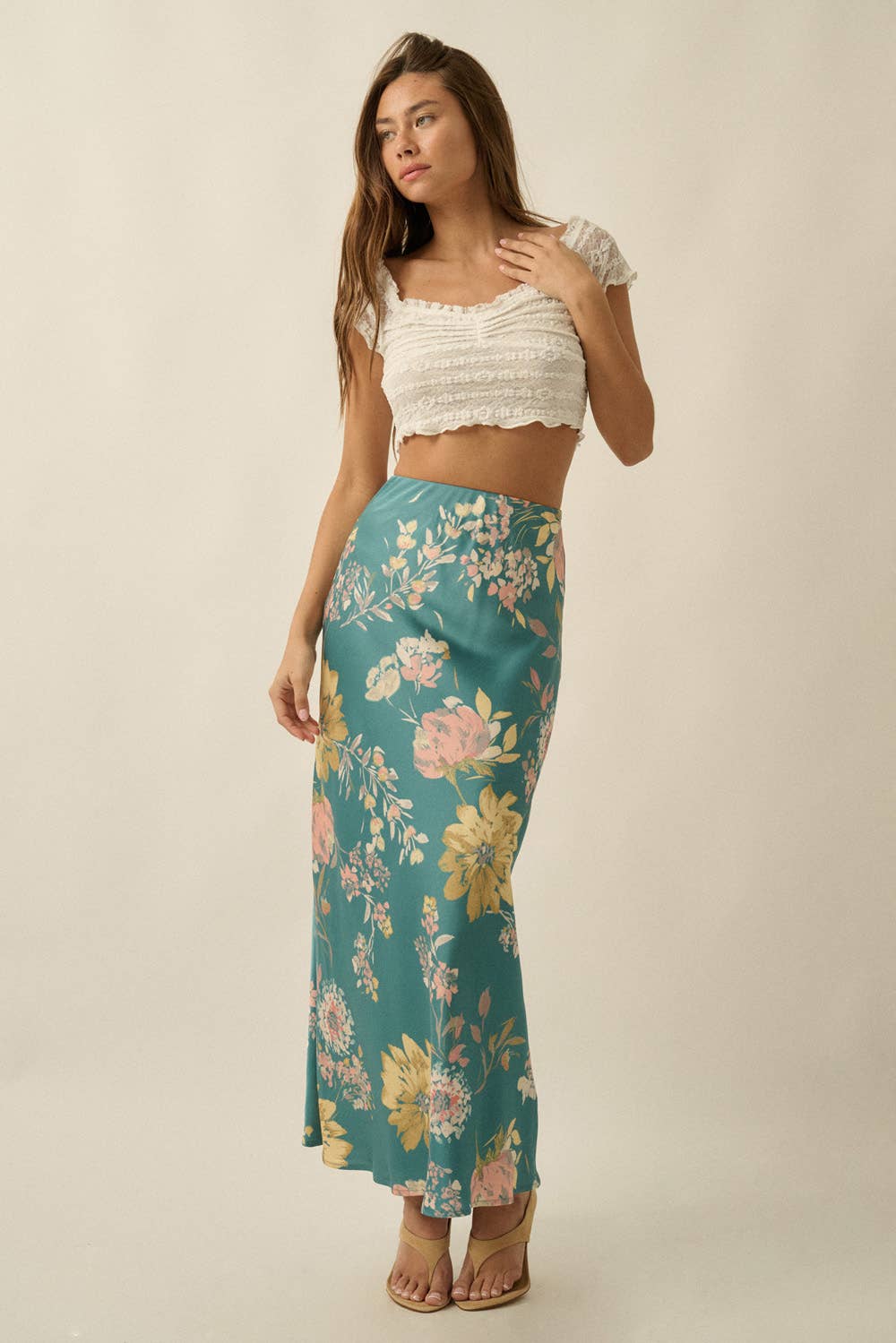 teal maxi skirt