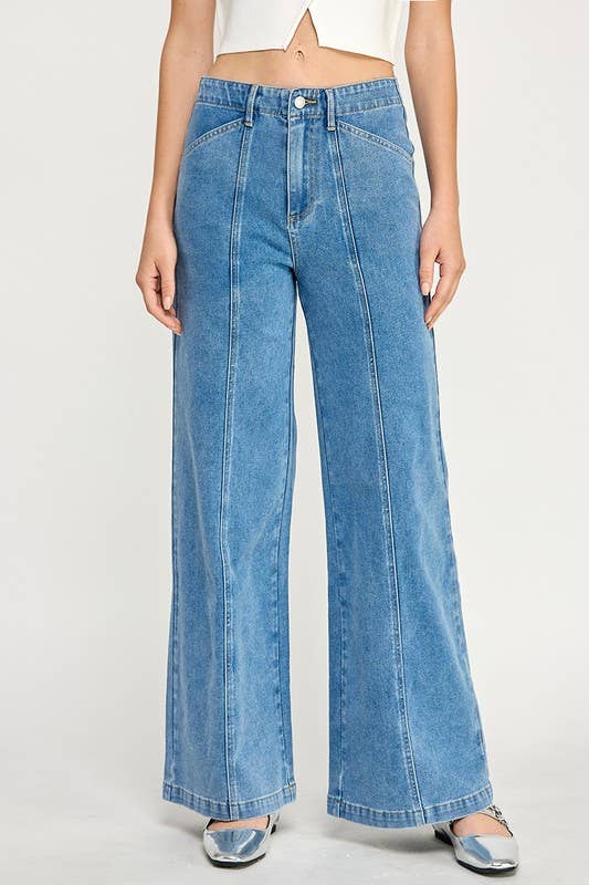 power stretch wide leg jeans