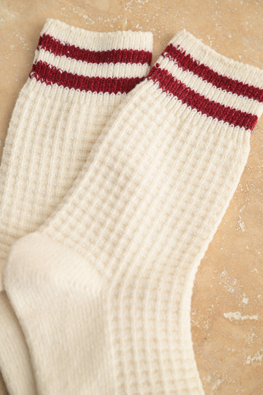 maroon waffle socks