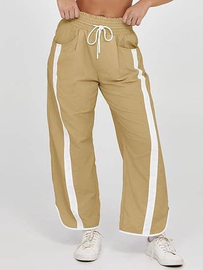 track stripe wide-leg pants