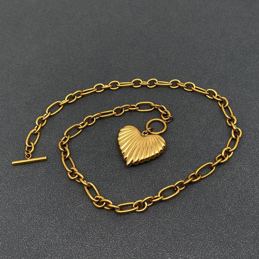 heart charm buckle chain necklace