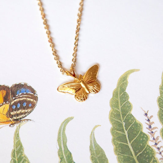 vintage gold butterfly necklace