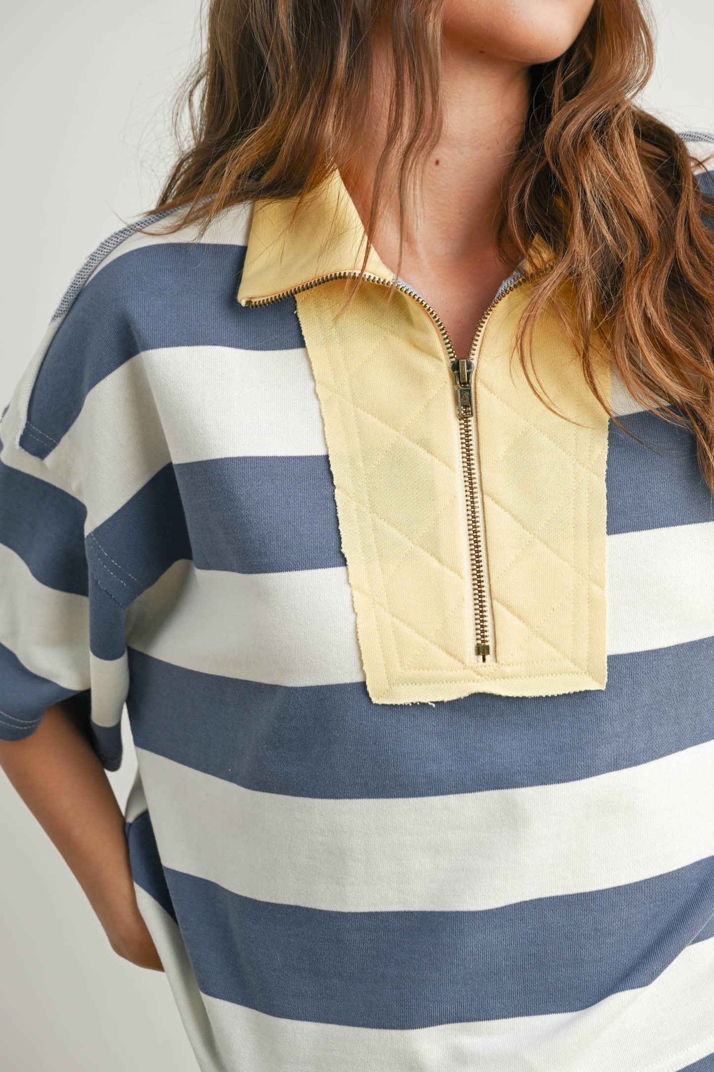 oversized zip up polo