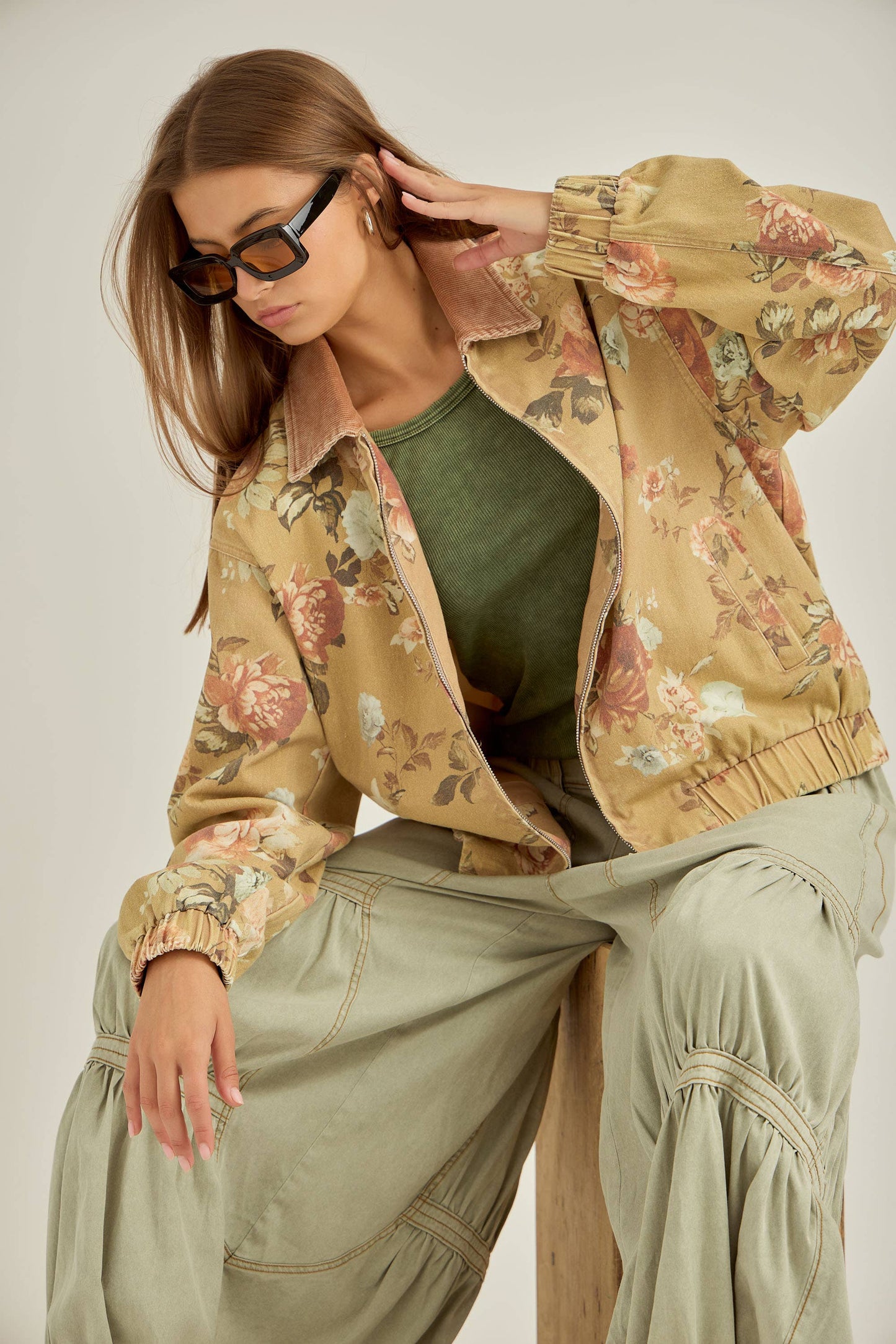 wild floral zip-up jacket