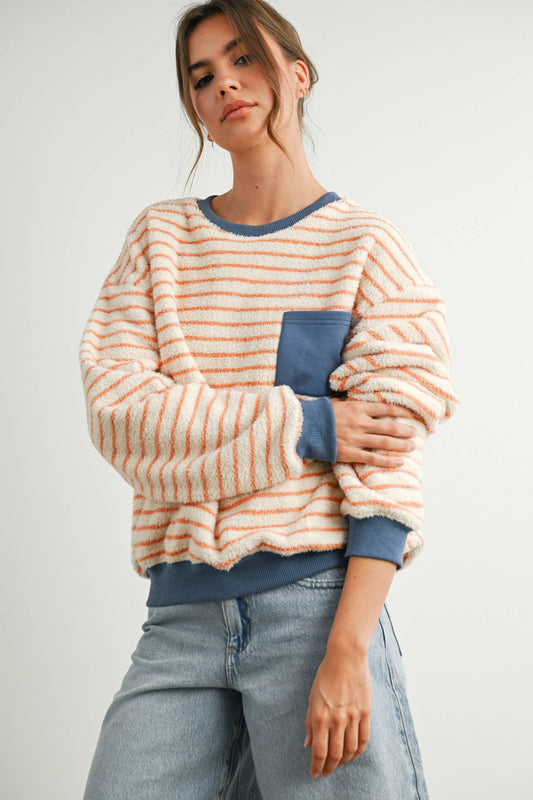 striped oversized crewneck