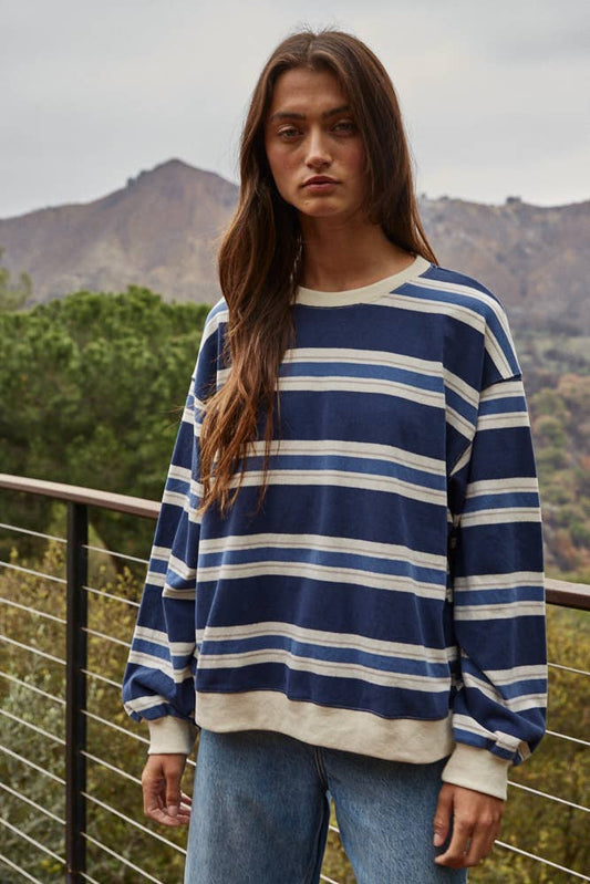 macey striped pullover